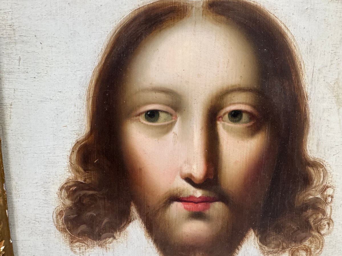 La Vierge Marie et Jesus , huile sur bois  XVIIIème-photo-7