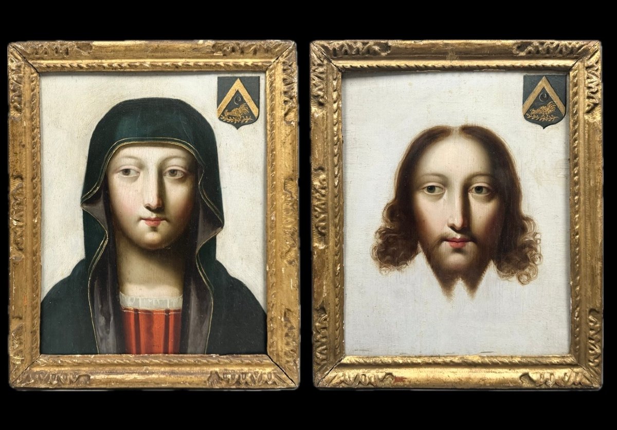 La Vierge Marie et Jesus , huile sur bois  XVIIIème
