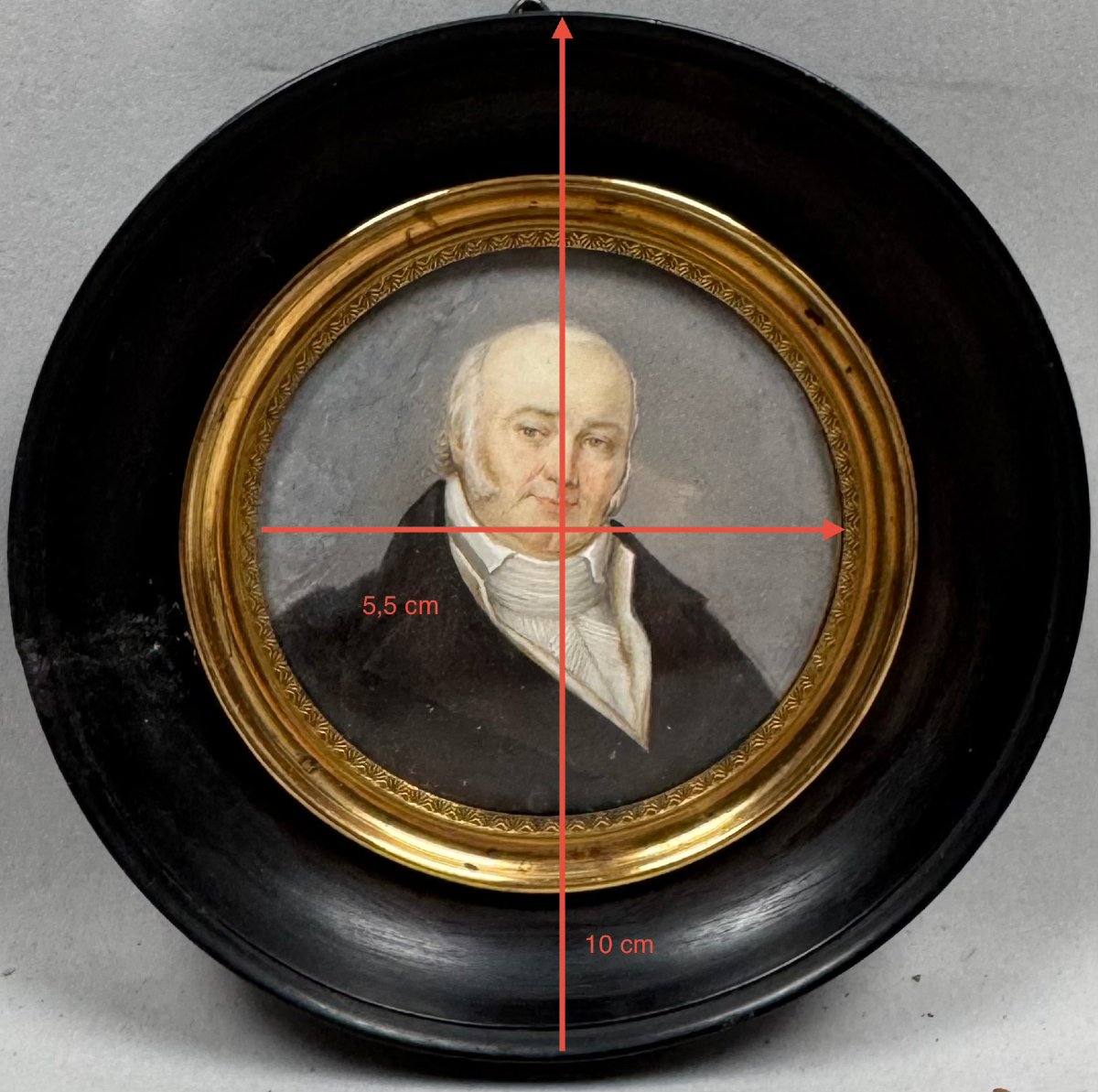 Miniature sur ivoire , portrait d'homme.-photo-2