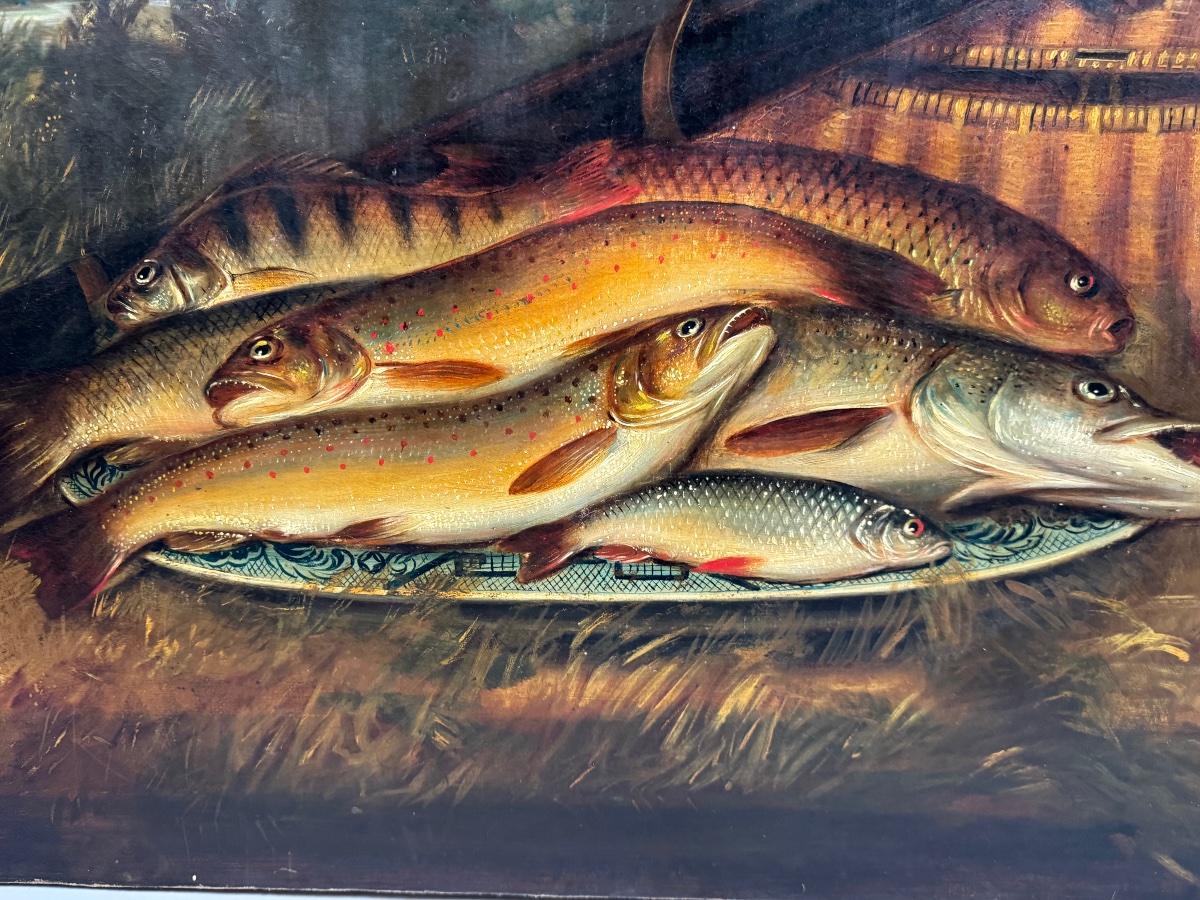 Nature morte aux poissons école anglaise -photo-3