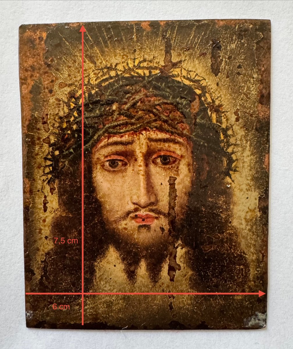 Small, Double-sided Devotional Object On Copper, “ecce Homo” And “saint In Prayer,” 17th Century -photo-3