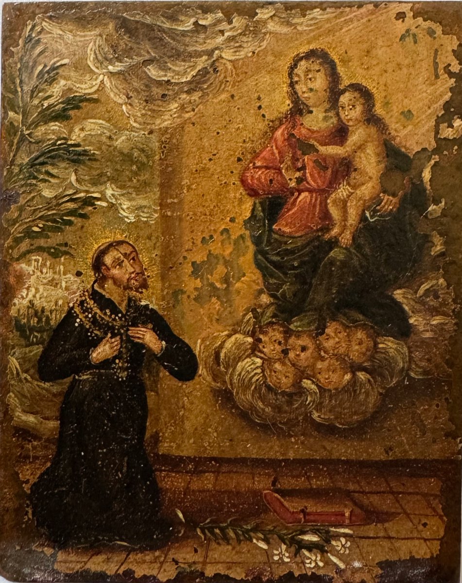 Small, Double-sided Devotional Object On Copper, “ecce Homo” And “saint In Prayer,” 17th Century -photo-4