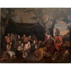 Grand Tableau Vers 1700 , «  Alexandre Le Grand Et La Famille De Darius »