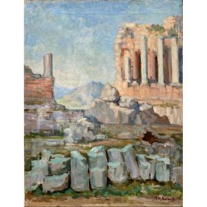 Décor De Ruines Antique , Souvenir De Voyage Par Alfred De Nottbeck, Peintre Finlandais 