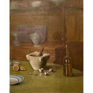 Large Still Life With Mortar By Jules Agard (1871-1943)