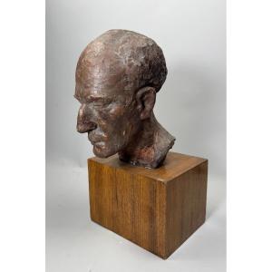 Plâtre original , plâtre d’atelier , tête d’homme .