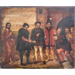 Oil On Panel Late 16th Flemish School.