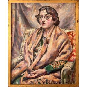 Portrait d’un jeune femme par Augustin Carrera daté 1926