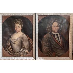 Paire de portraits datés 1715