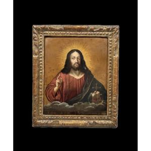 Christ Salvator Mundi, On Copper, 17th Century