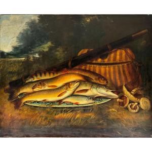 Nature morte aux poissons école anglaise