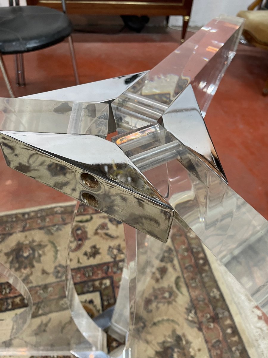 Table Tripode En Altuglas avec plateau en verre octogonal -photo-3