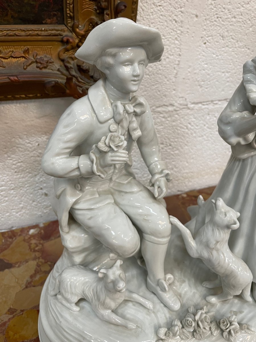 Galante Scene In Sevres Porcelain After Francois Boucher-photo-3