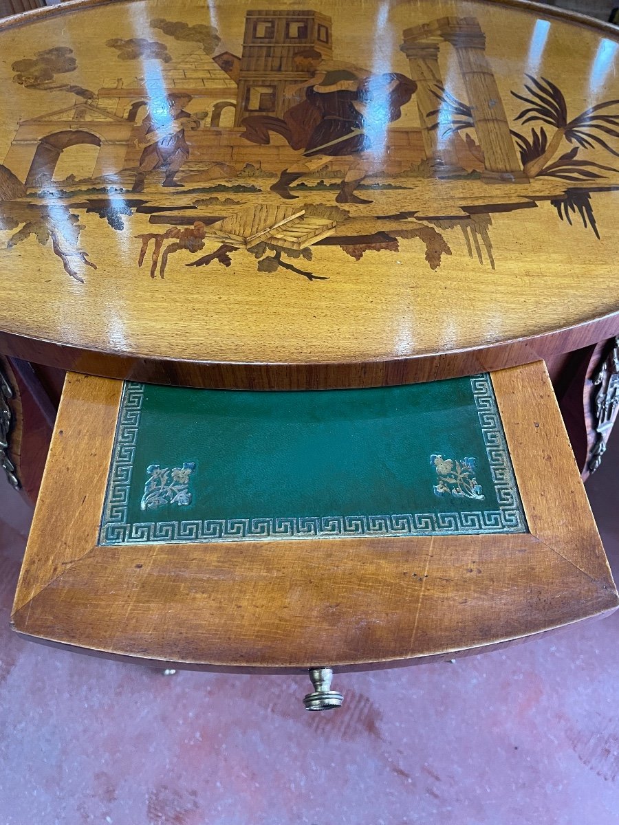 Marquetry Center Table With Pull Tab -photo-2