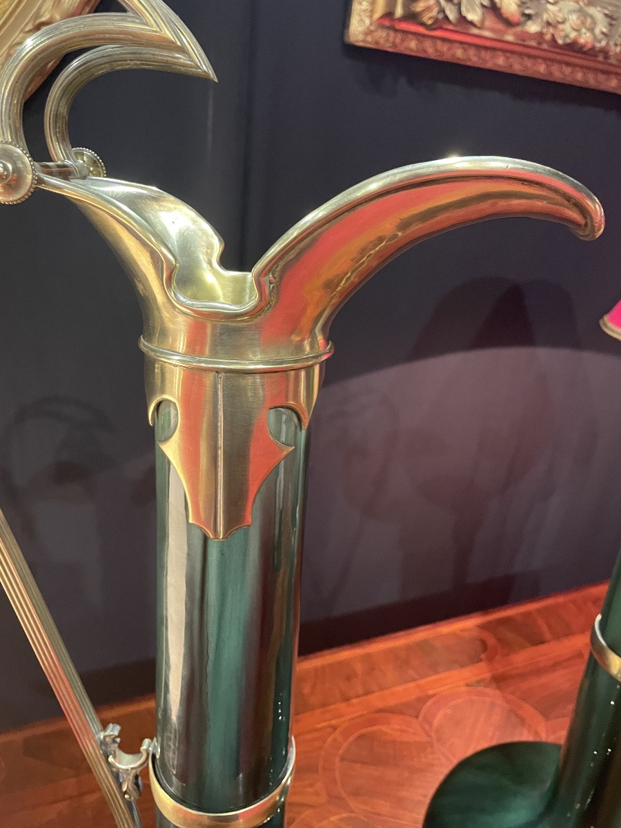 Pair Of Hasselt Majolica Ewers With Gilt Bronze Mounting -photo-2