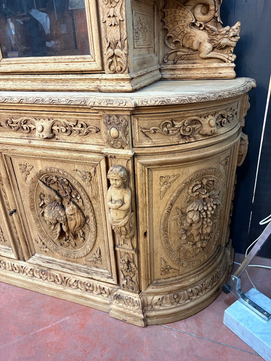 Richly Carved Oak Hunting Dining Room -photo-1
