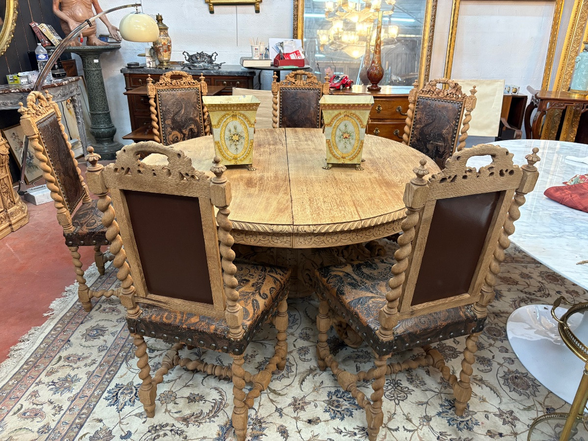 Richly Carved Oak Hunting Dining Room -photo-6