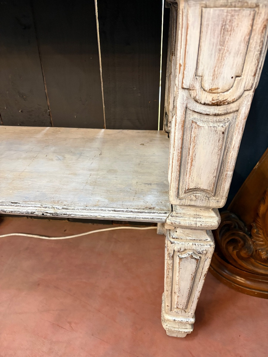 Directoire Style Console Table In Cerused Solid Oak – 19th Century – Three Drawers – Beautiful Patina-photo-2