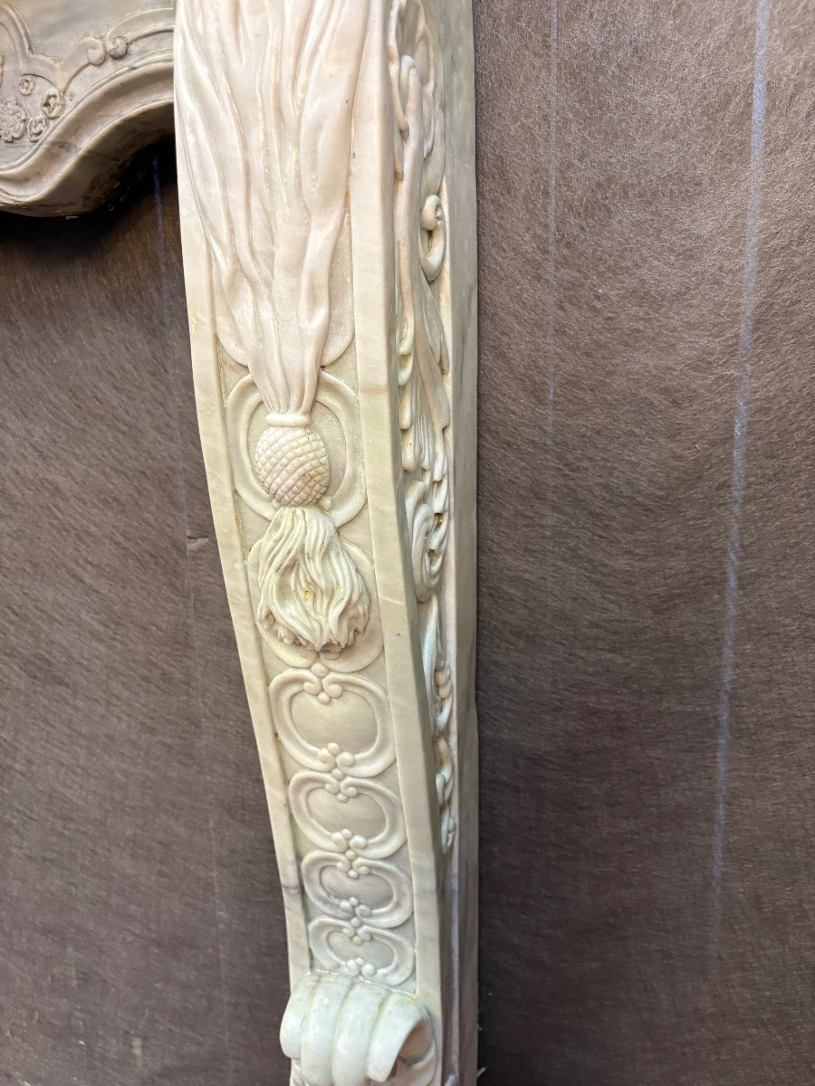 Cheminée au cariatides en marbre de Carrare Style Art Nouveau -photo-2