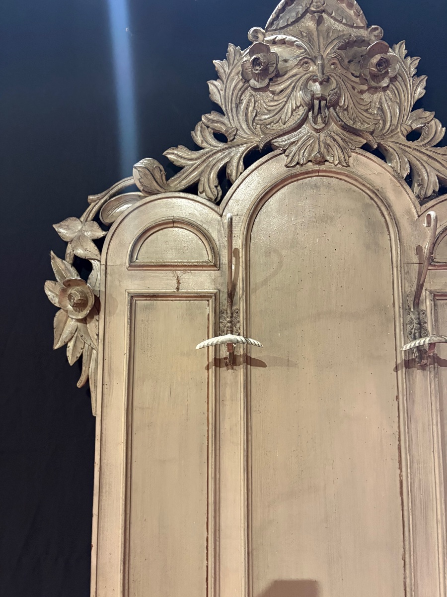 Louis XV-style Carved Wooden Entryway Coat Rack, Late 19th Century-photo-2