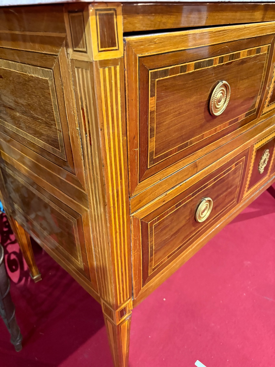 Paire de commodes sauteuse de style Louis XVI, probablement italiennes, XIXᵉ siècle-photo-6