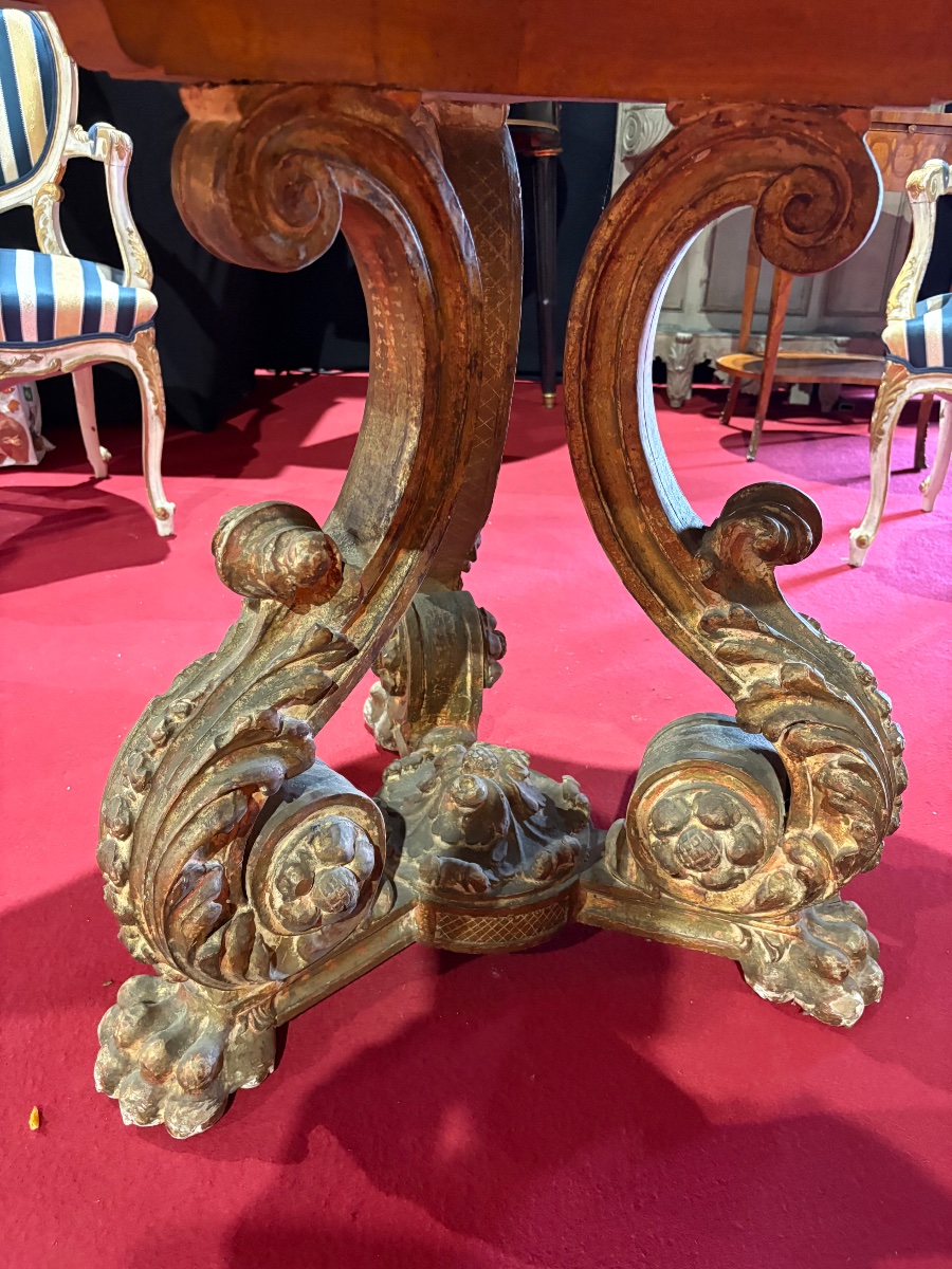 Napoleon III-style Coffee Table In Richly Carved Gilded Wood, With A Mirrored Top -photo-6