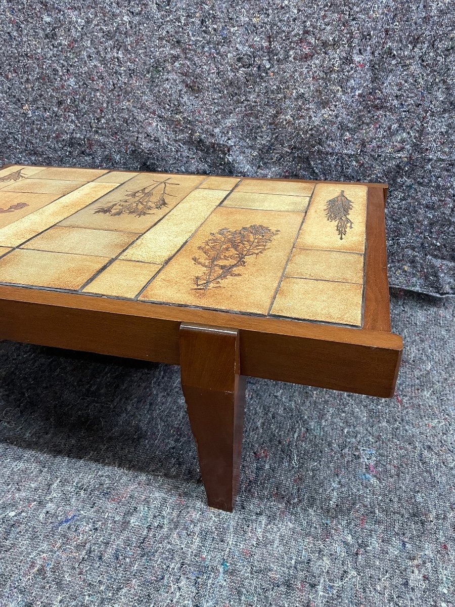 Coffee Table In Wood And Ceramic By Roger Capron-photo-3