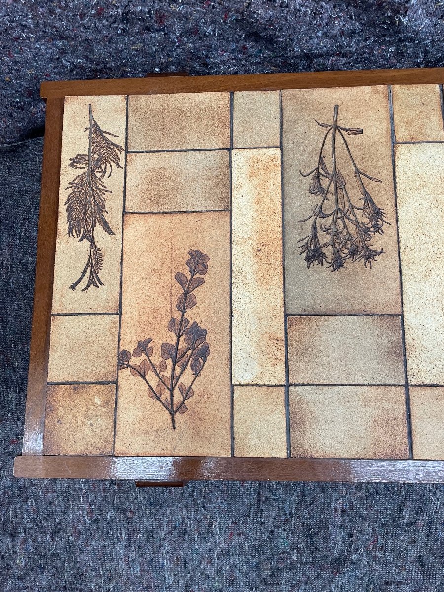 Table Basse En Bois Et Céramique De Roger Capron-photo-1