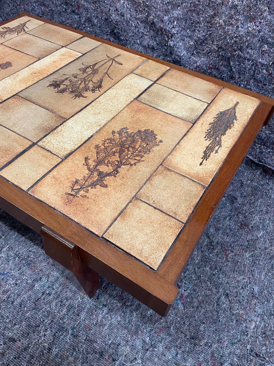 Table Basse En Bois Et Céramique De Roger Capron-photo-2