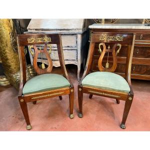 Pair Of Consulate Empire Style Gondola Chairs 