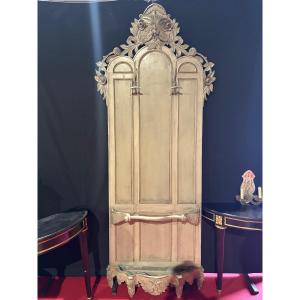 Louis XV-style Carved Wooden Entryway Coat Rack, Late 19th Century