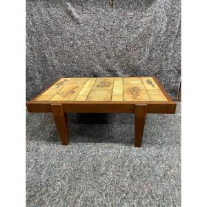 Coffee Table In Wood And Ceramic By Roger Capron