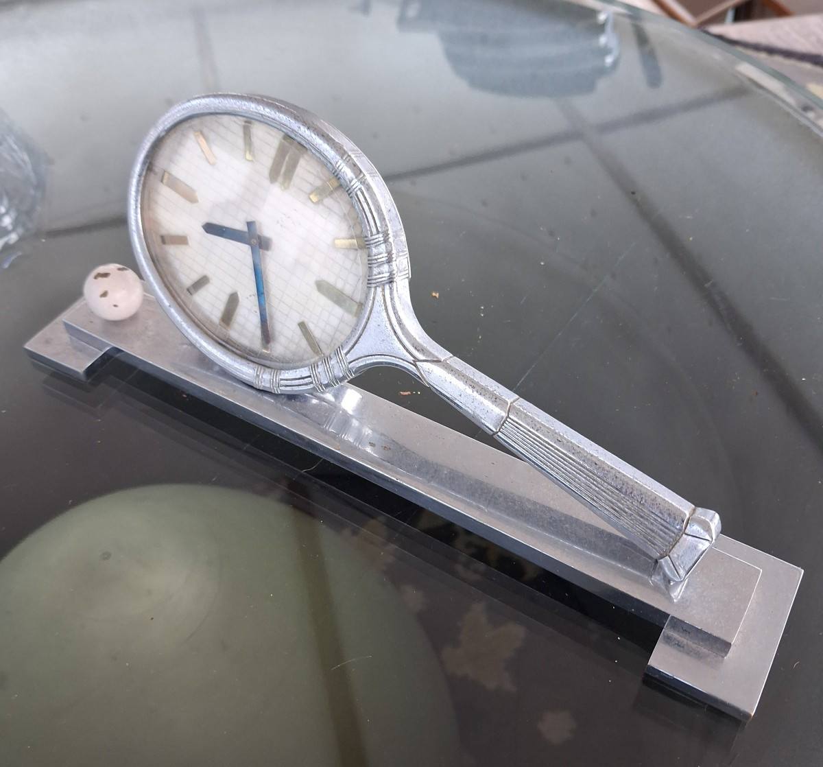 Small Tennis Racket Clock Circa 1930 Mido