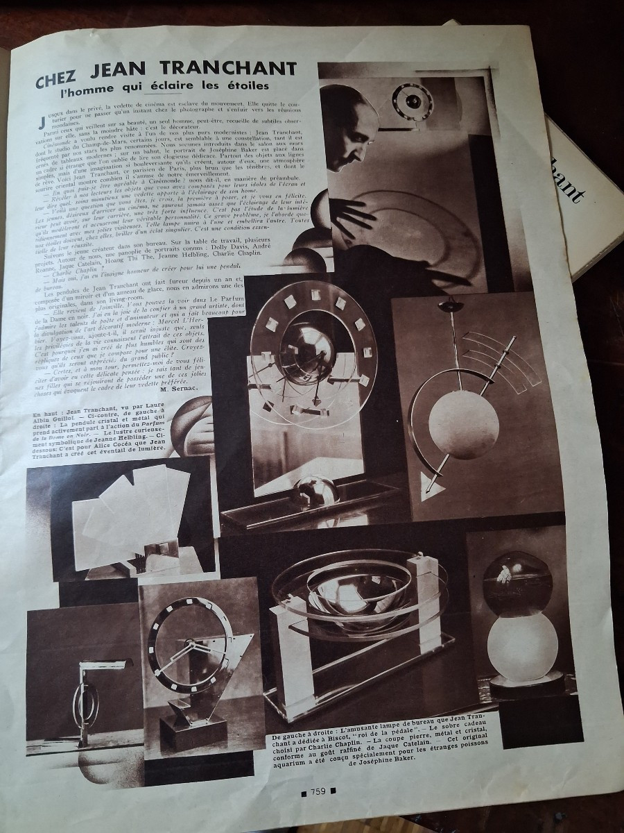 "La pendule à miroir" Pendule moderniste vers 1930 par Jean Tranchant-photo-7