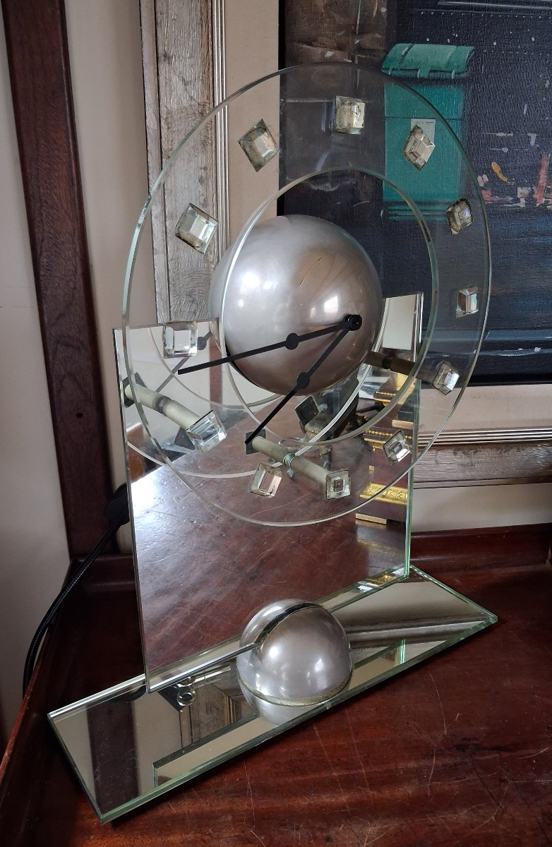 "la Pendule à Miroir" Modernist Clock Circa 1930 By Jean Tranchant