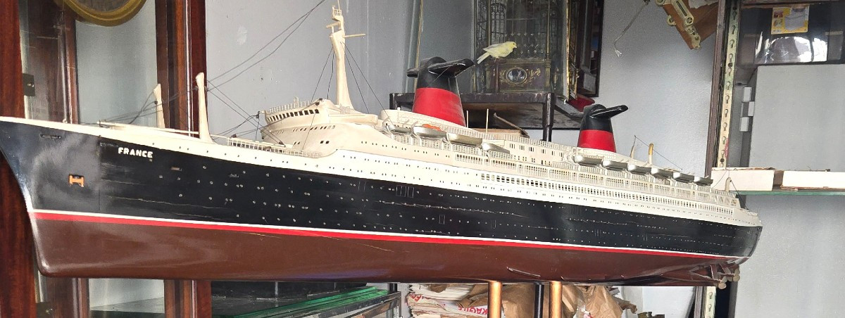 Model Of The France Ocean Liner Circa 1960-photo-1