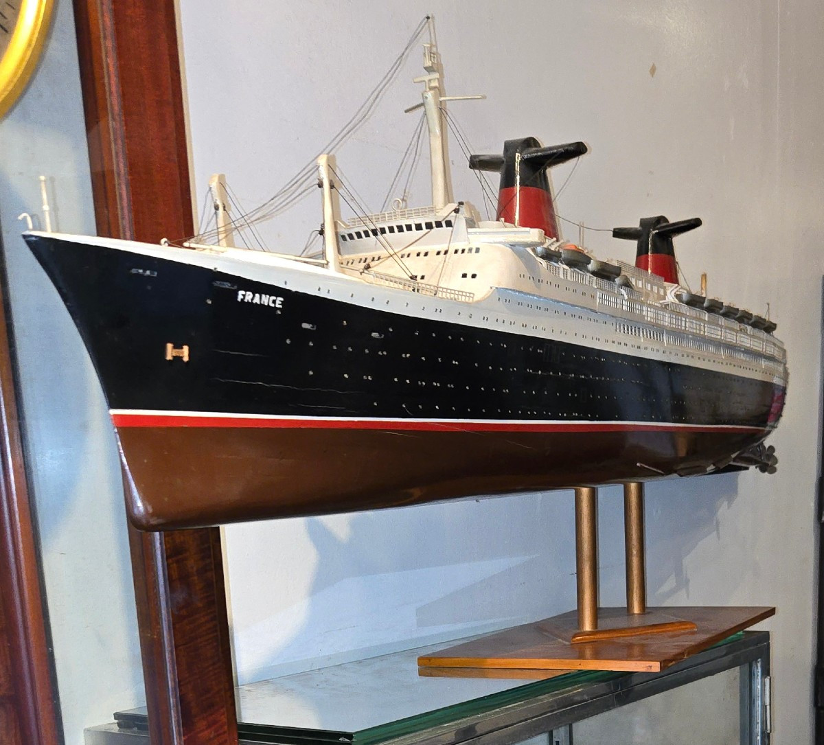 Model Of The France Ocean Liner Circa 1960