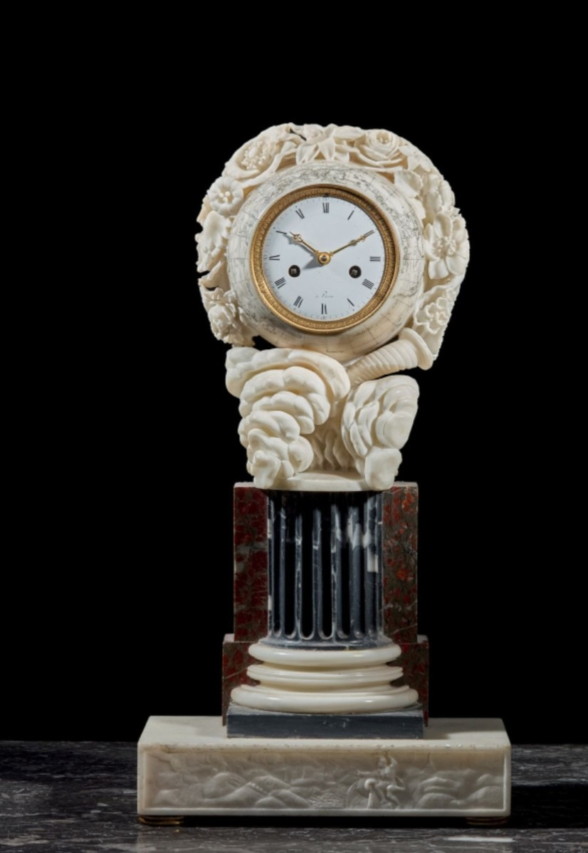 Louis XVI Style Clock With A Globe In Homage To The Navigator Marion Dufresne