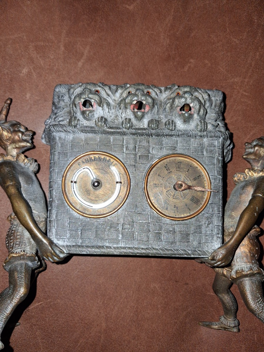 Pendule pendulette automate  3 chiens tirant la langue-photo-2