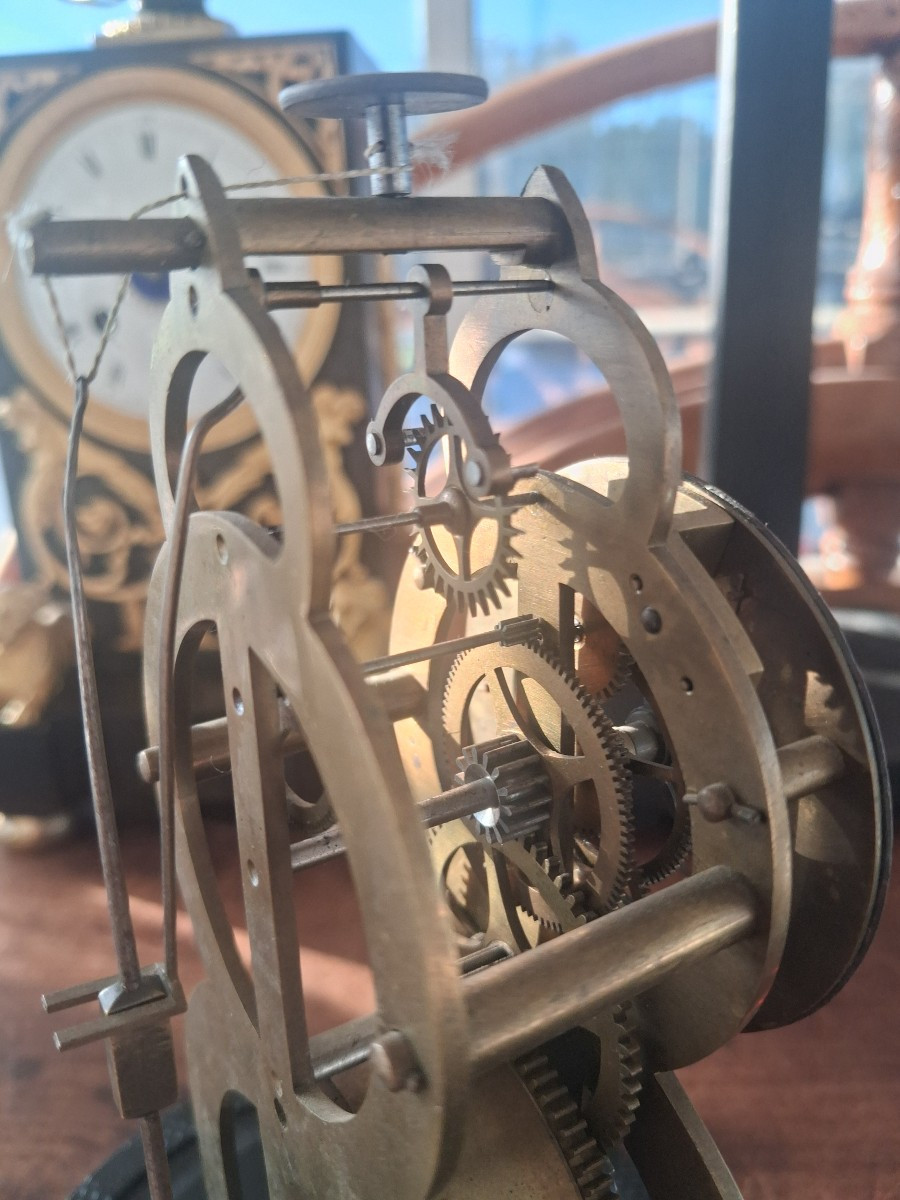Skeleton Clock Circa 1850 Date And Alarm-photo-1