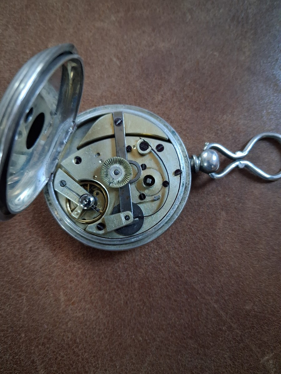 Montre remontage automatique  Loehr patent en argent -photo-3