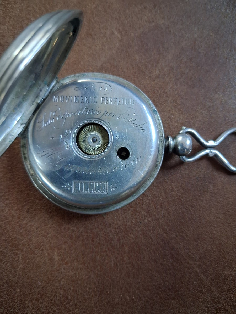 Montre remontage automatique  Loehr patent en argent -photo-4
