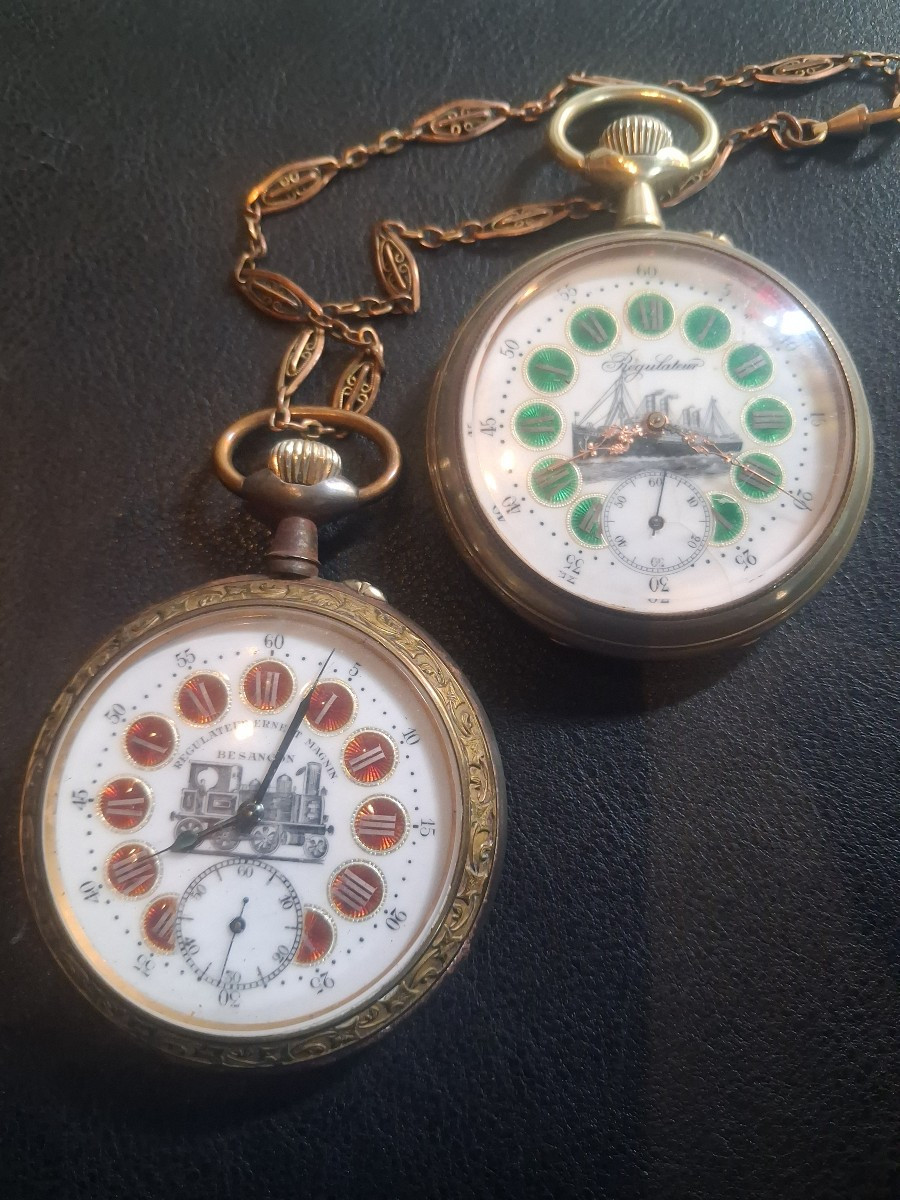 2 montres regulateur bateau et locomotive