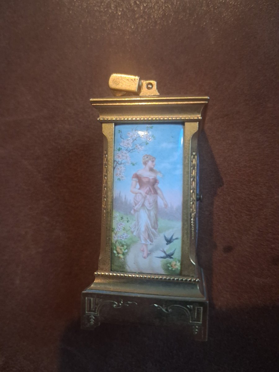 Pendulette de voyage miniature avec decors les 4 saisons-photo-2