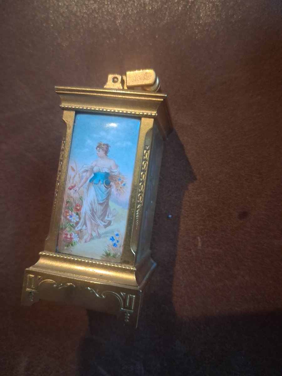 Pendulette de voyage miniature avec decors les 4 saisons-photo-4