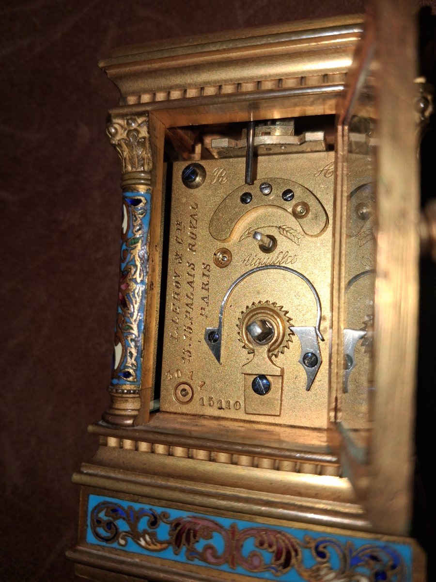 Pendulette de voyage en cloisonné de Leroy vers 1900-photo-2