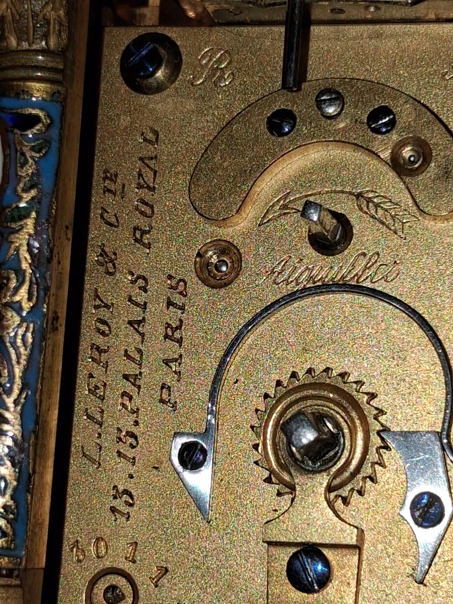 Pendulette de voyage en cloisonné de Leroy vers 1900-photo-1