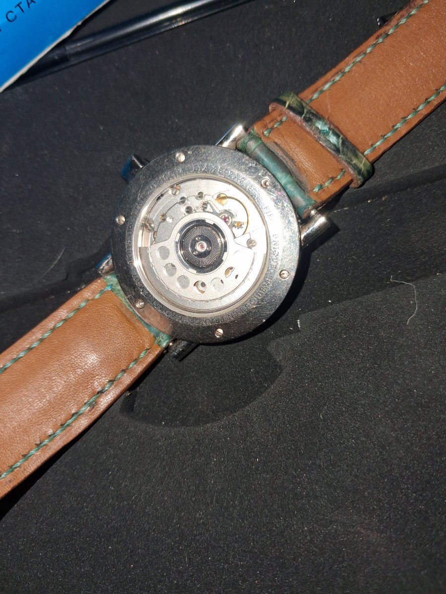 Alain Silberstein White Gold Wristwatch, Year 2000, Unique "santa Claus" Model With Cloisonné D-photo-4
