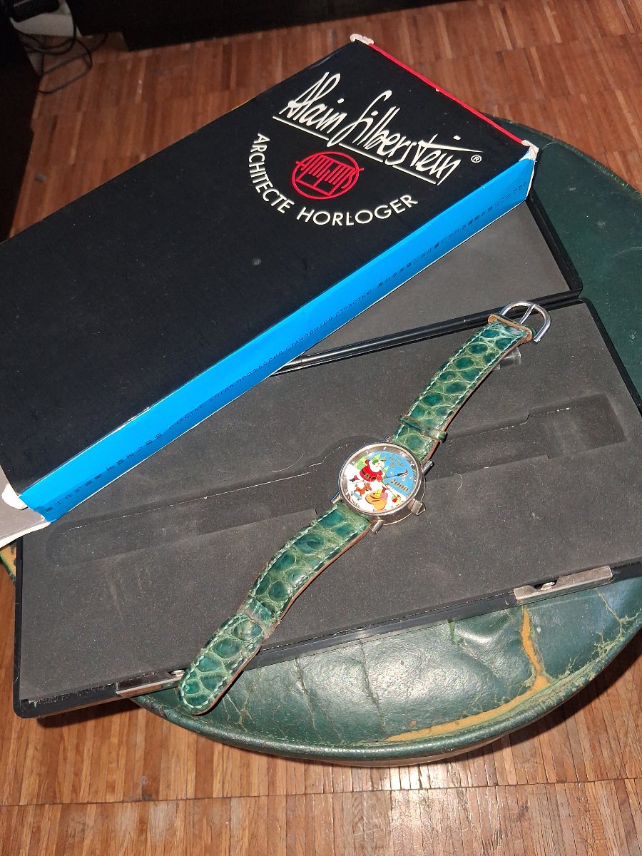 Alain Silberstein White Gold Wristwatch, Year 2000, Unique "santa Claus" Model With Cloisonné D-photo-1