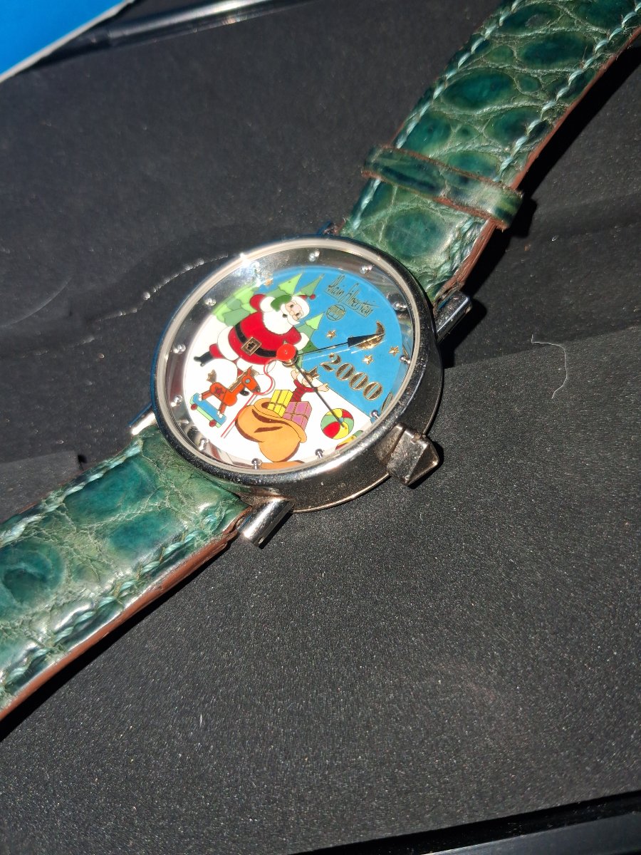 Alain Silberstein White Gold Wristwatch, Year 2000, Unique "santa Claus" Model With Cloisonné D-photo-2